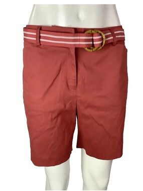 Charter Club Sz 6 Katherine Fit  Golf Collection Belted Shorts Pink Cotton